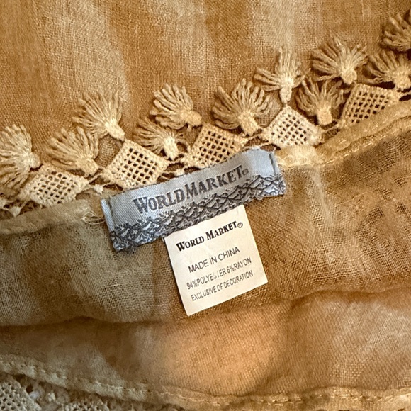 World Market Beige Tassel Trim Scarf - Picture 2 of 2
